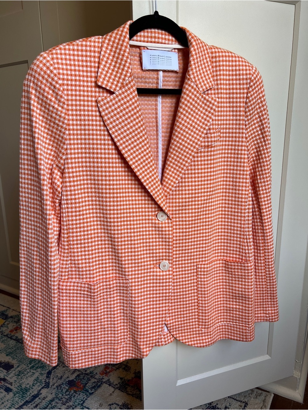 Harris Wharf London Clementine Seersucker Gingham Boyfriend Blazer 44IT - US 8